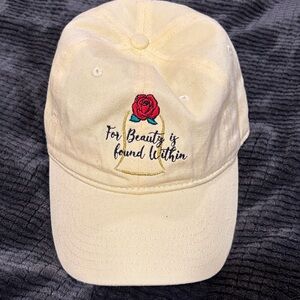 Disney Cream Cap with Red Rose Embroidery